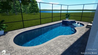 Brown Swimming Pool with Screen Enclosure - Patio Pools