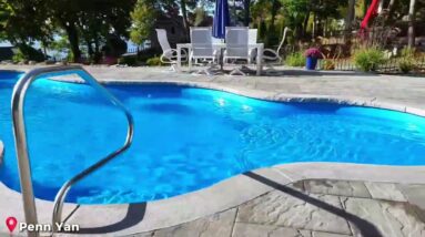 Lakefront Backyard Bliss in Penn Yan, NY: Fiberglass Pool & Pettis Pools Furniture